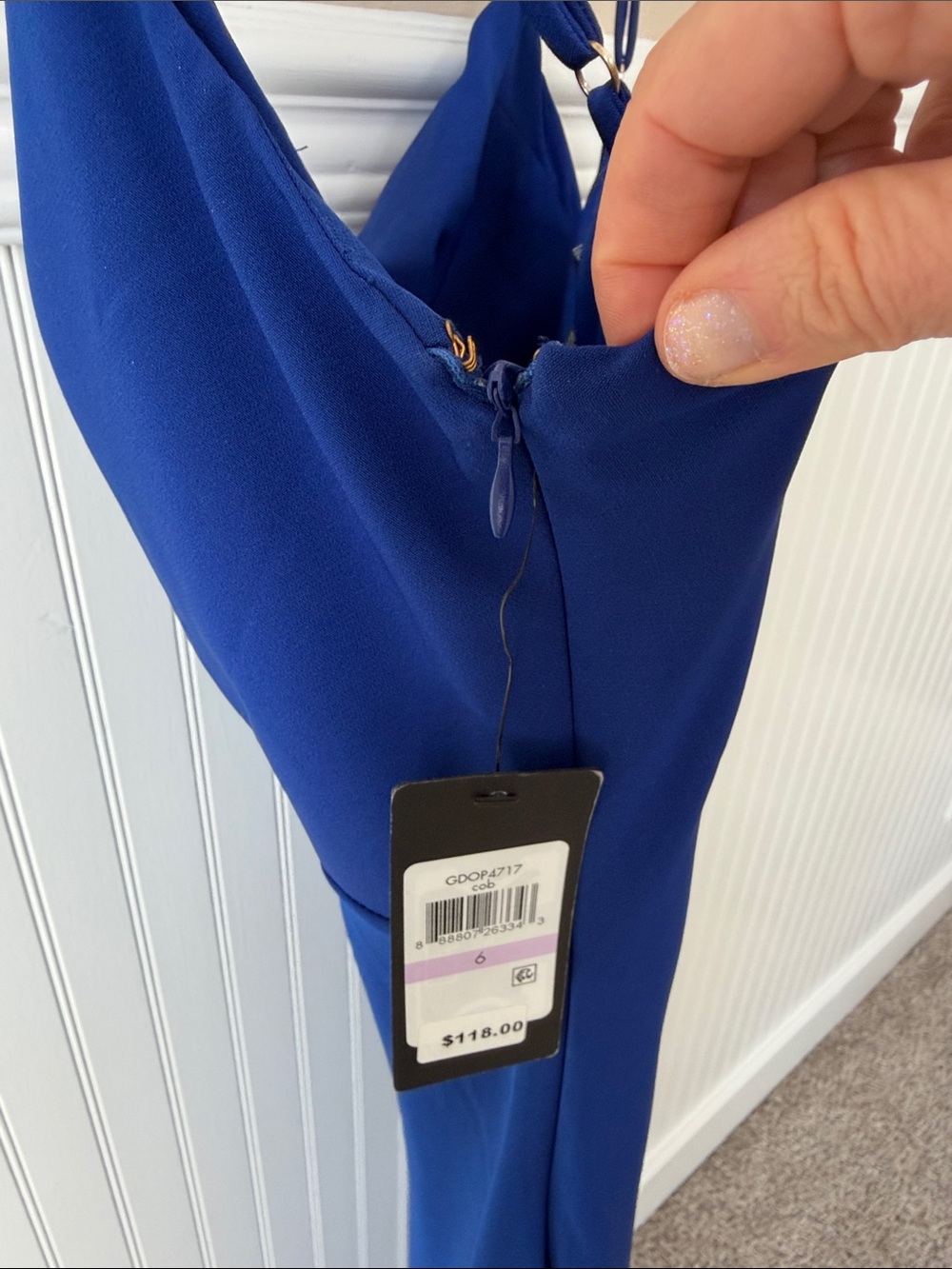NWT Guess Royal Blue sleek Spaghetti-Strap Size 6  Midi Dress - Picture 5 of 12
